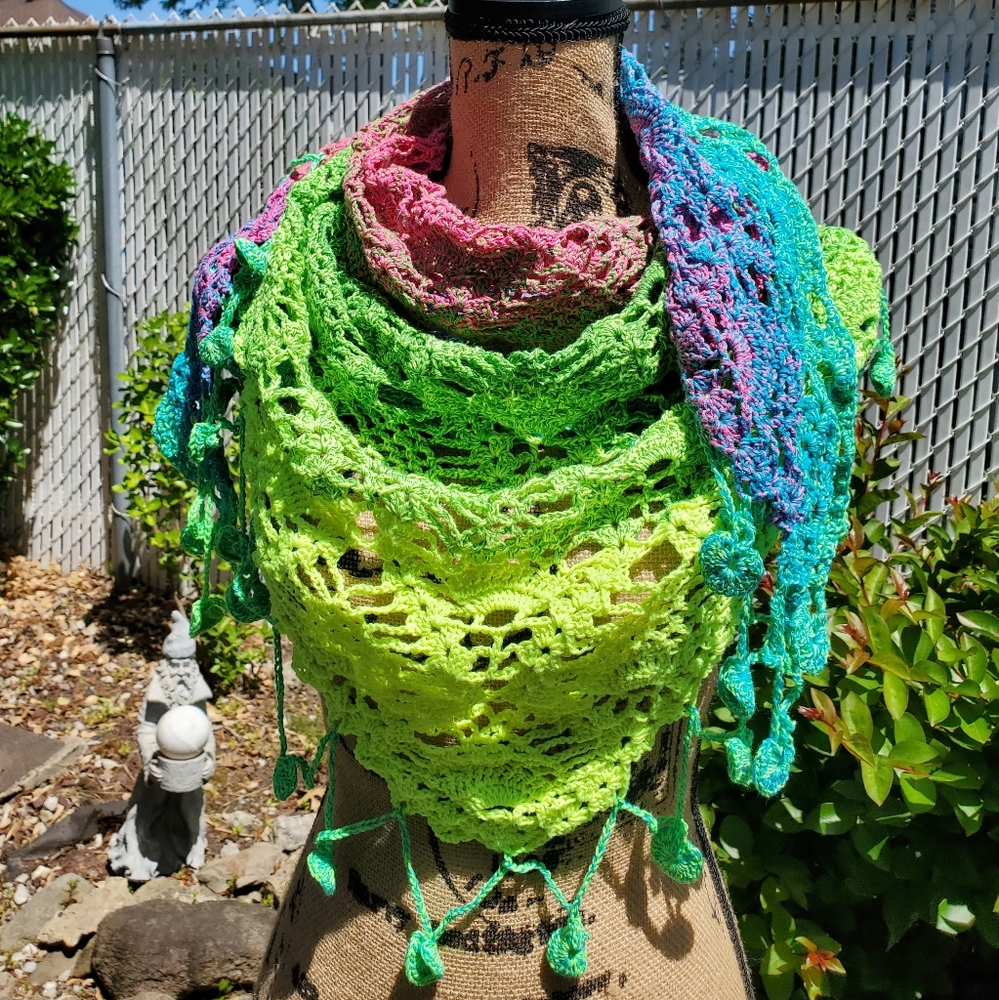 💖 New Handmade Crochet Shawl / Scarf / Pareo - Picture 5 of 10